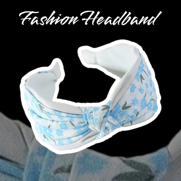 Just-Jen's Fashion Light Blue Floral Knotted Style Headband. NWT - Picture 5 of 11